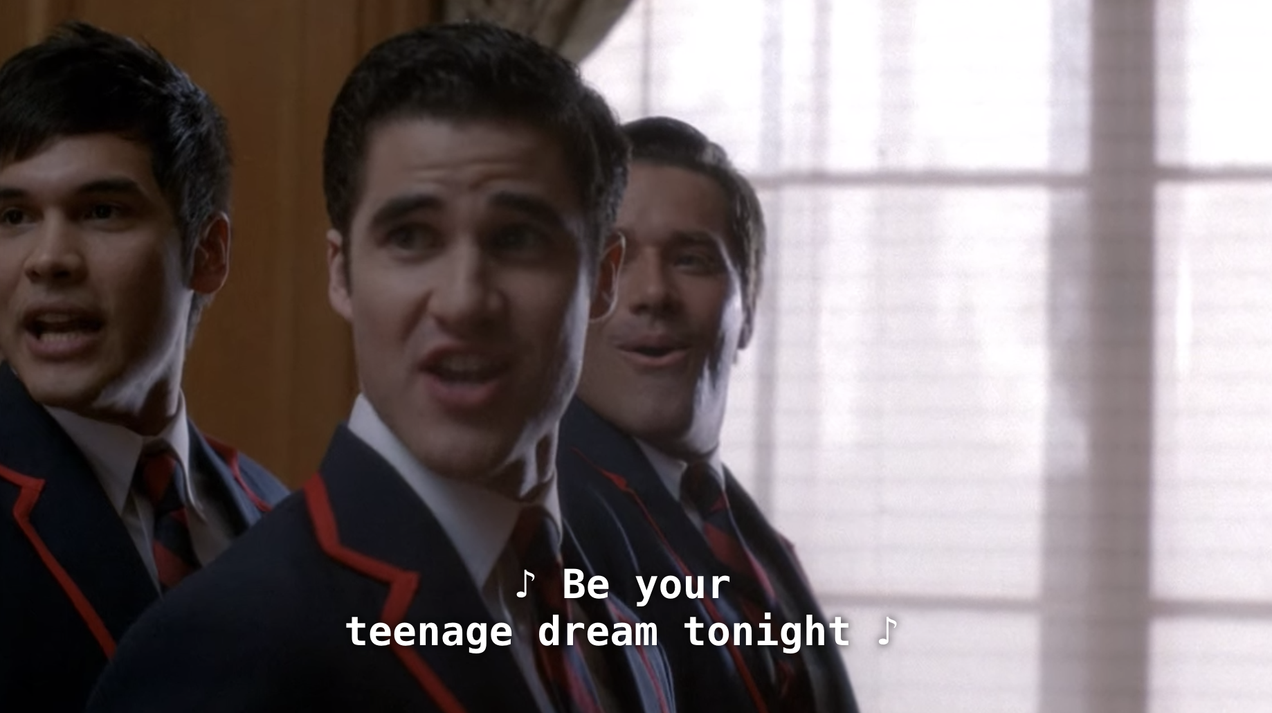Blaine singing &quot;Teenage Dream&quot; by Katy Perry. 