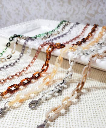 the face mask chain in various colors 