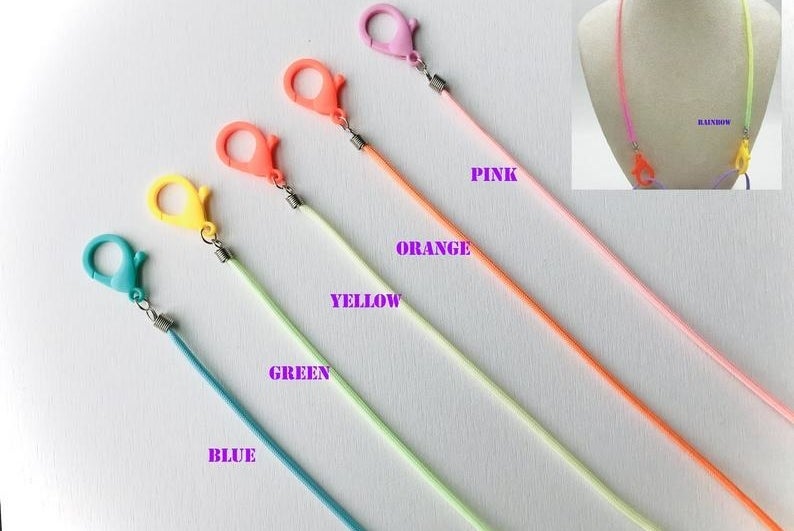 Lanyards with clasps in blue, green, yellow, orange, pink 