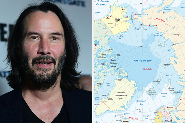 Side-by-side images of Keanu Reeves and the Arctic Circle