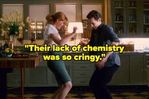 Mary Jane and Harry dancing, captioned "Their lack of chemistry was so cringy"