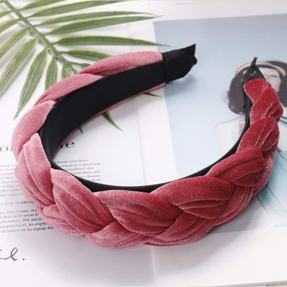 A braided headband on a magazine