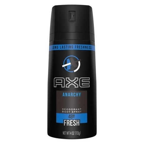 Black and blue AXE body spray bottle