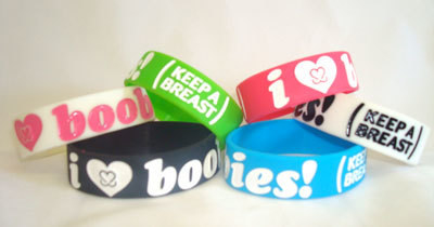 I love Boobies colorful bracelets