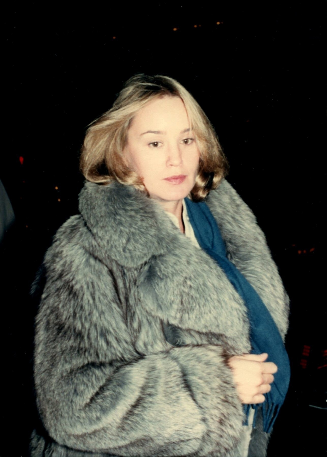 Wearing a fur coat