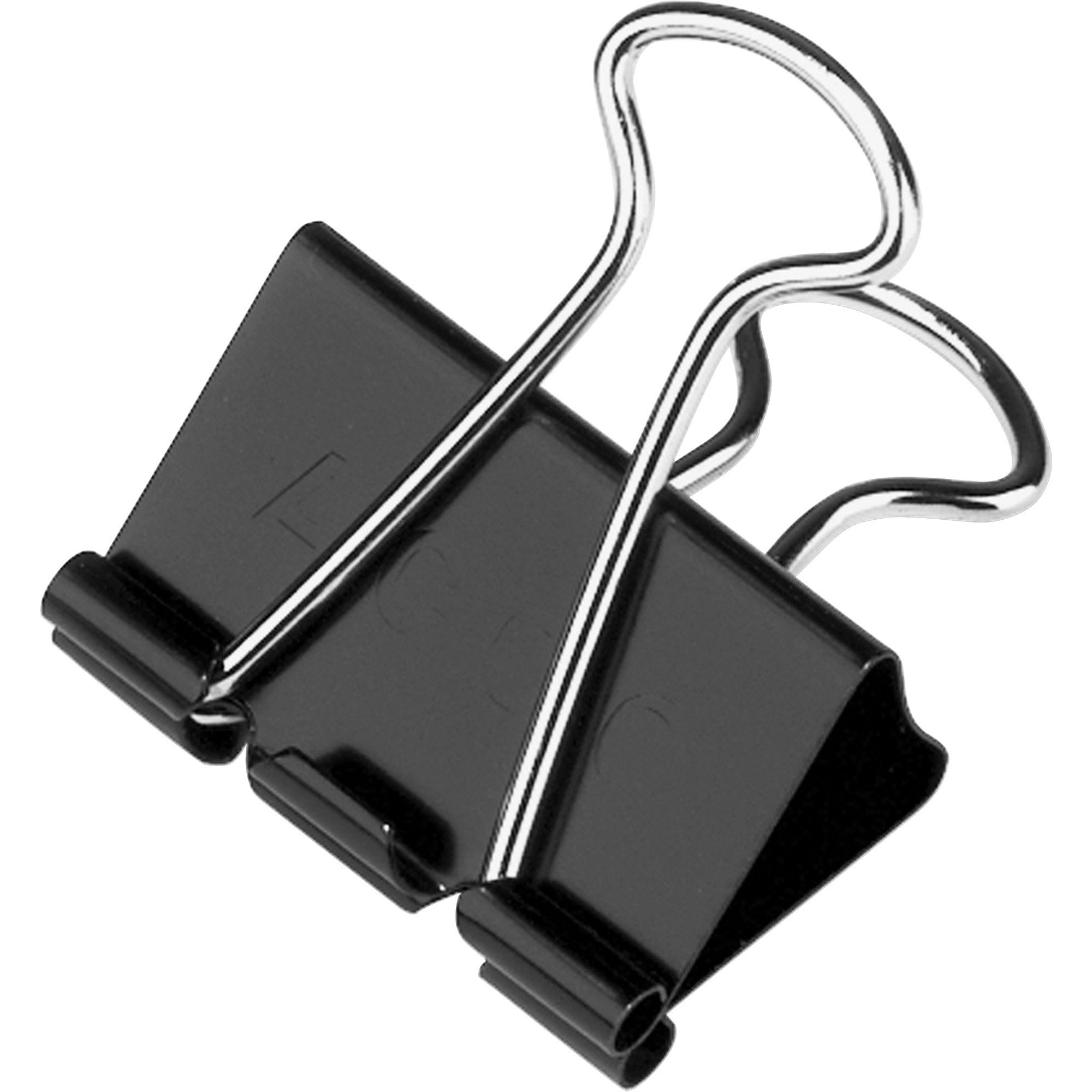 A black and silver binder clip