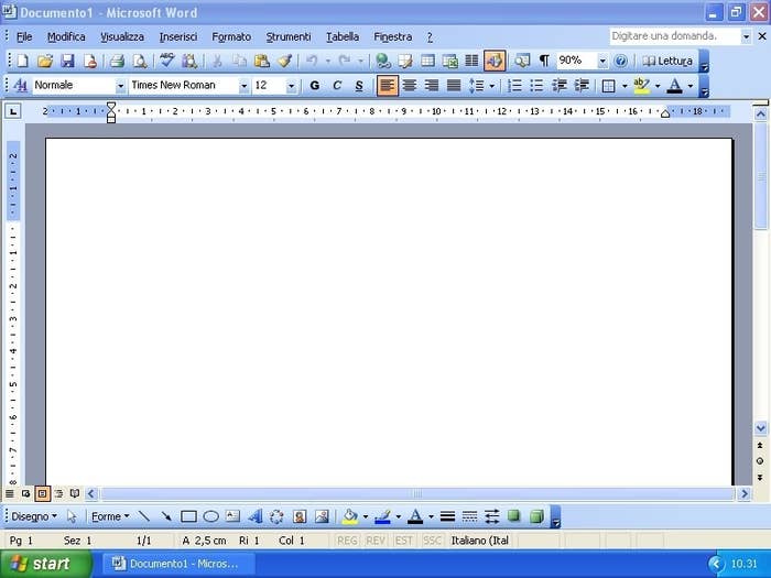 A screenshot of a blank Microsoft Word doc open