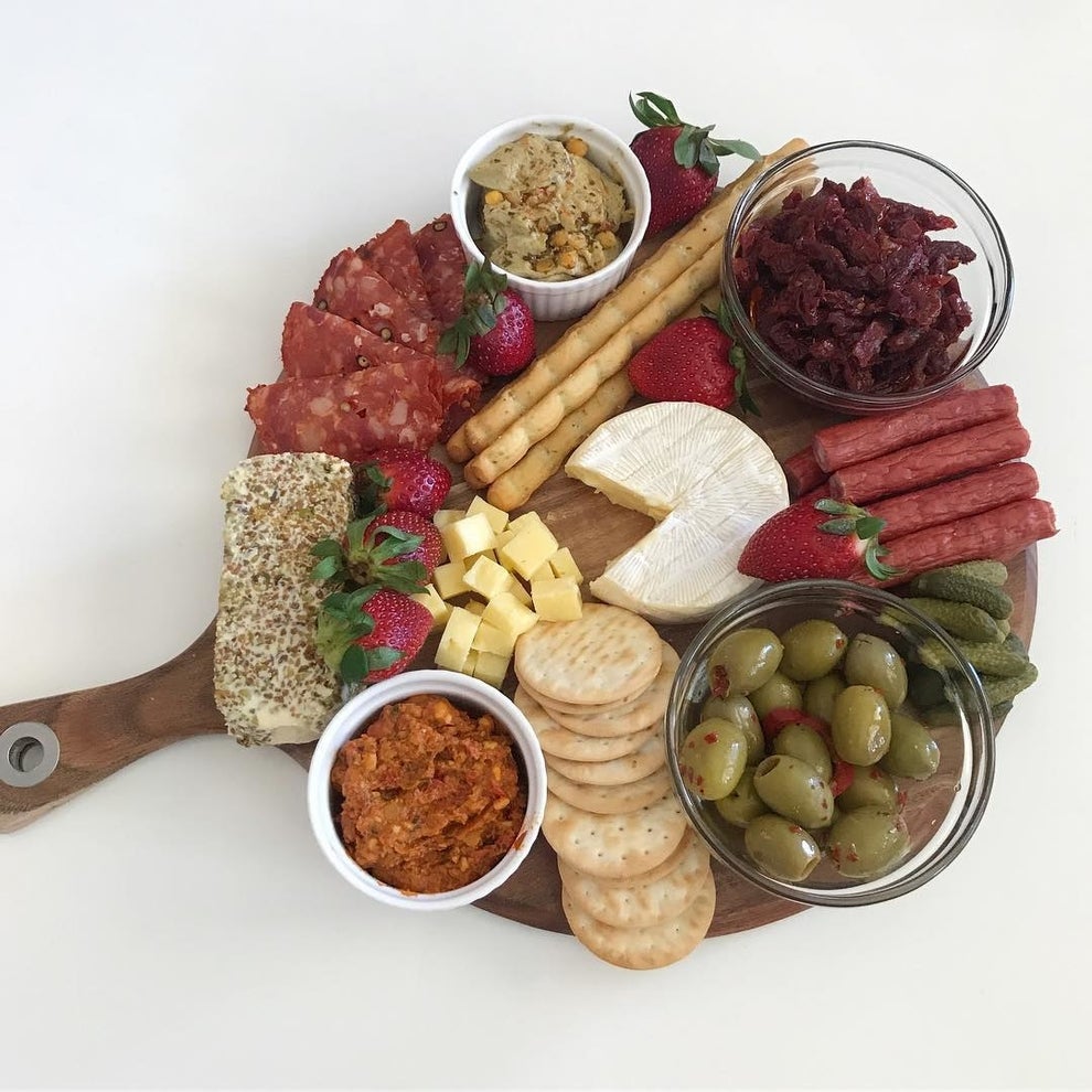 The Butcher, The Baker, The Cheese Board Maker - Father's Day Snackle Box  is perfect for your manly man. A tackle box packed full of meats, cheeses,  crackers and dips (no green