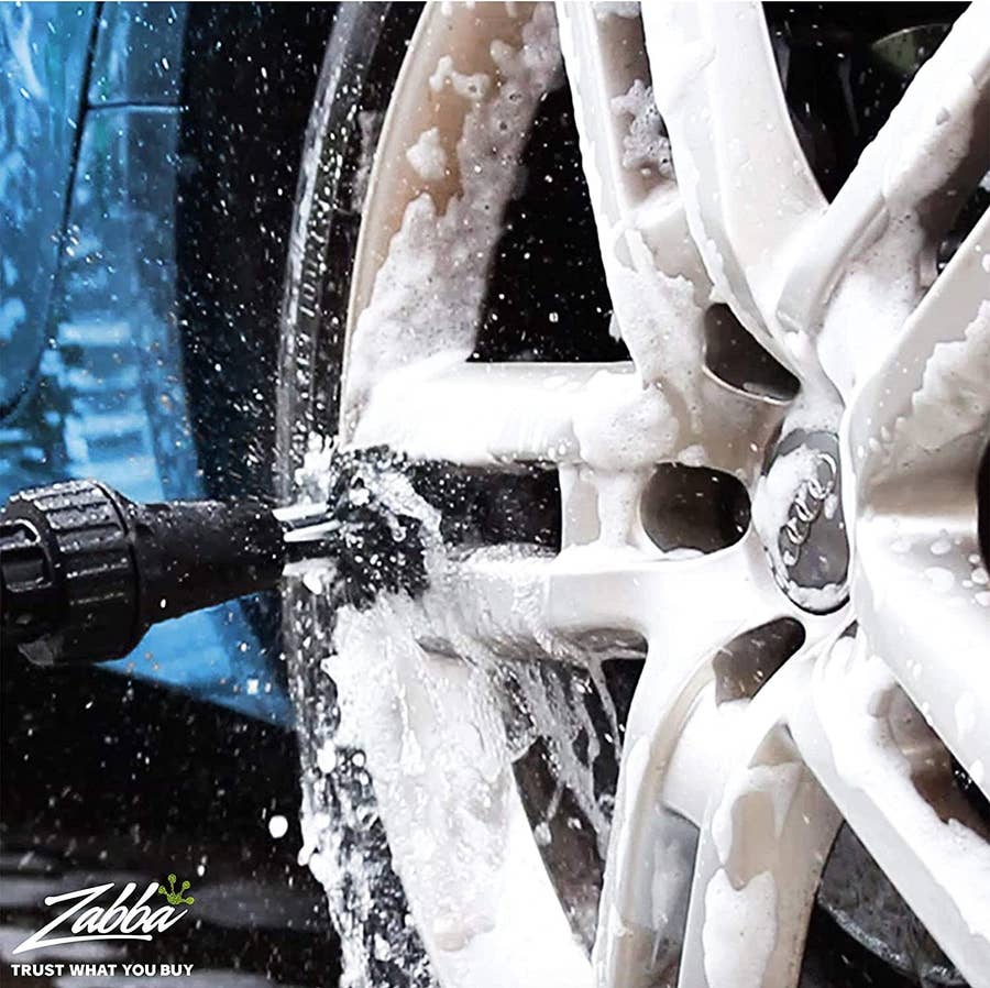 Staga Wheel & Tire Brush for Car for Rim Soft Bristle Car Wash Brush Cleans Tires & Releases Dirt & Road Grime Long Handle for, Size: 1XL