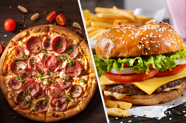 Pizza and burger.