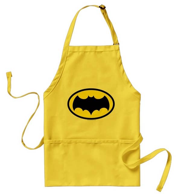 Bright yellow apron with 1966 Batman symbol