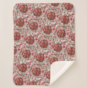 Blanket featuring pattern of Japanese Spider-Man and roses 