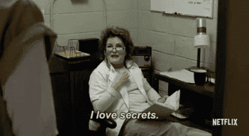 GIF saying, &quot;I love secrets.&quot;