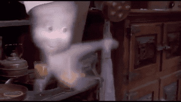 Casper the ghost fades away with a glass in hand.