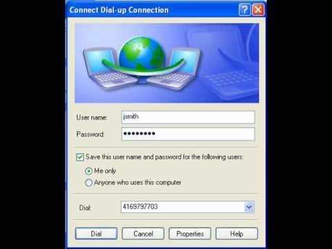 A dialog box for dial up connection