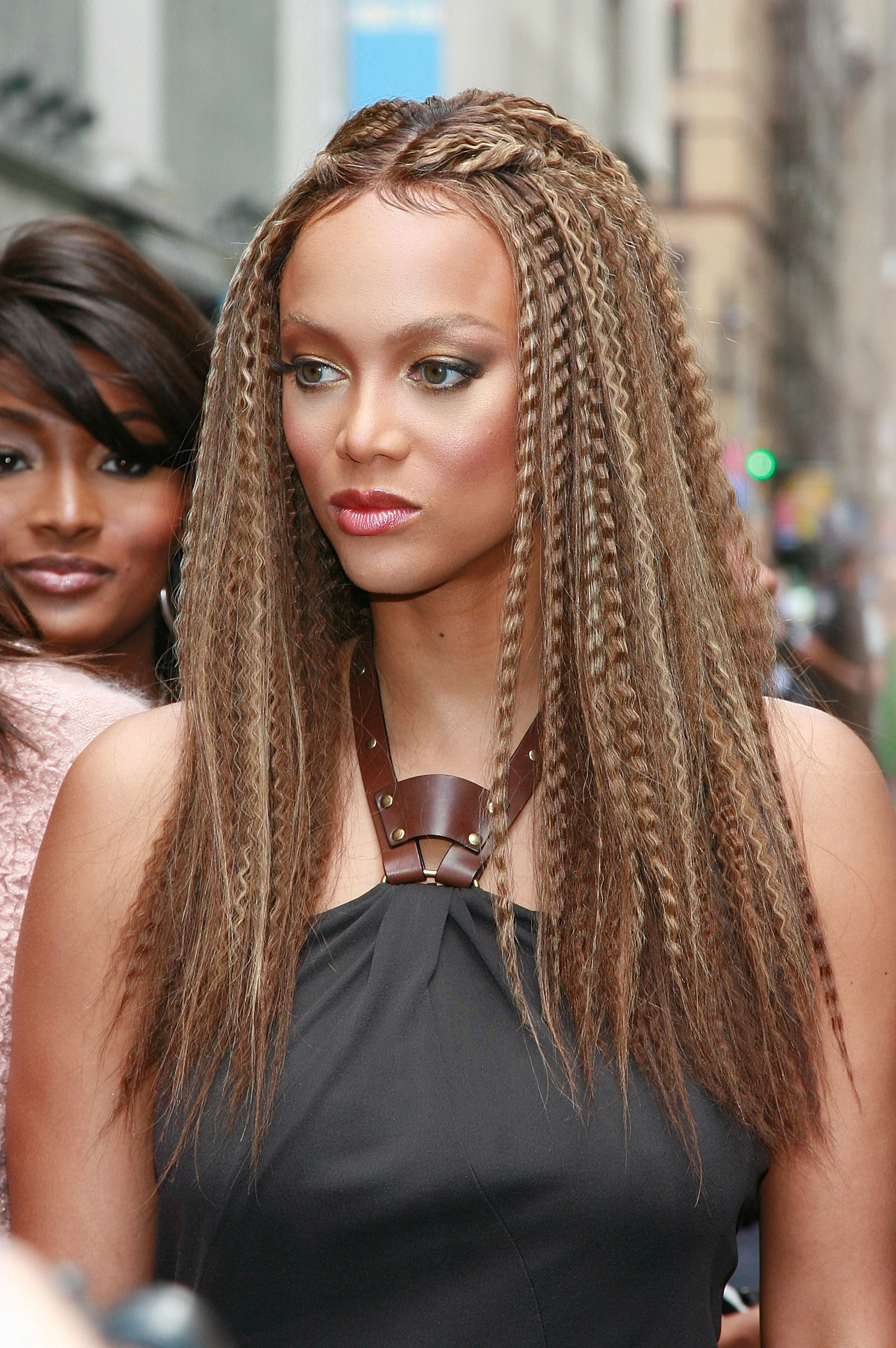 Tyra Banks with crimped hair. 