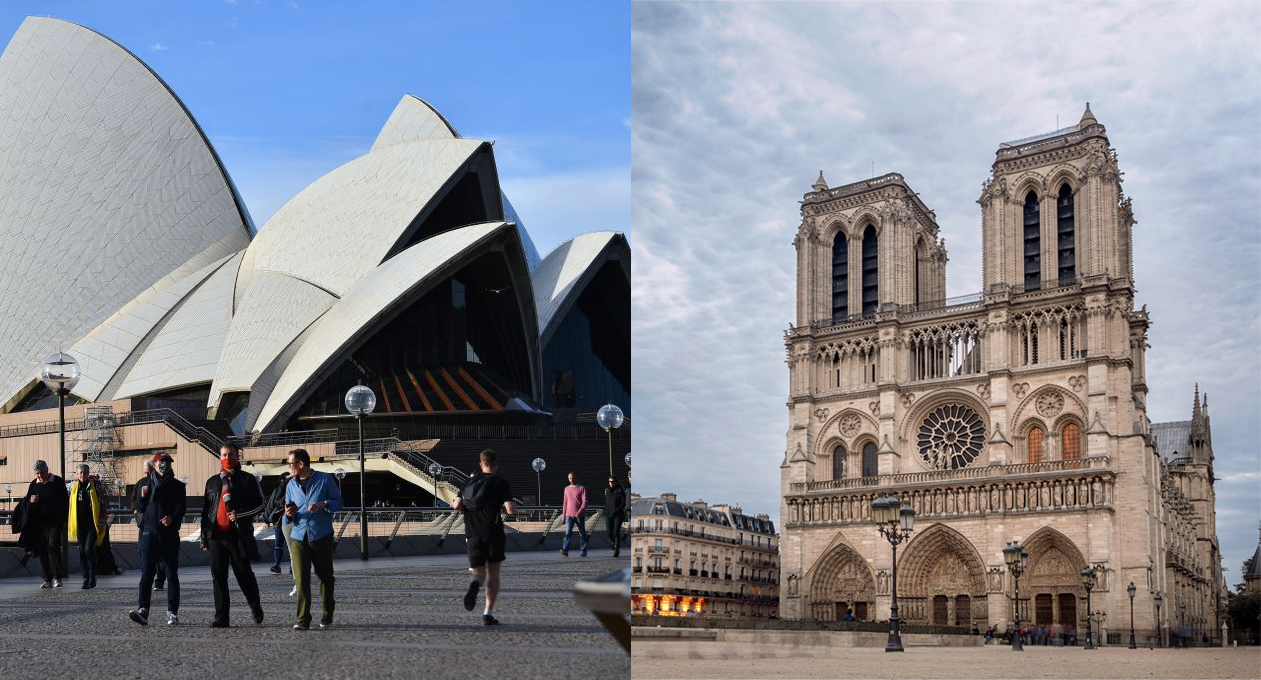 The Sydney Opera House and Notre Dame Cathedral