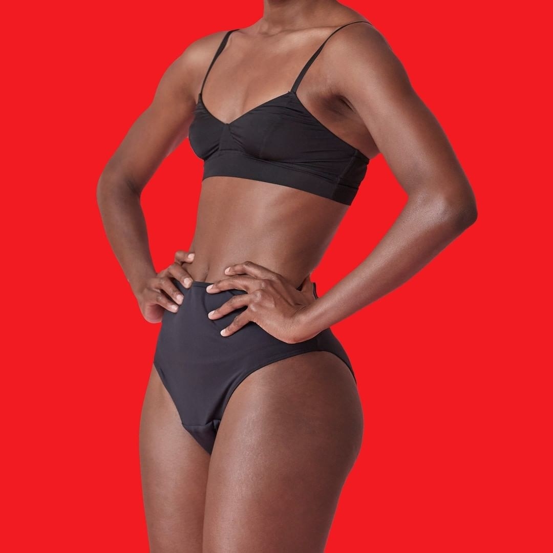Model in black underwear 