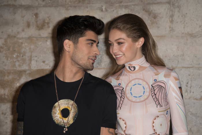 Zayn Malik and Gigi Hadid  attend the Givenchy show as part of the Paris Fashion Week