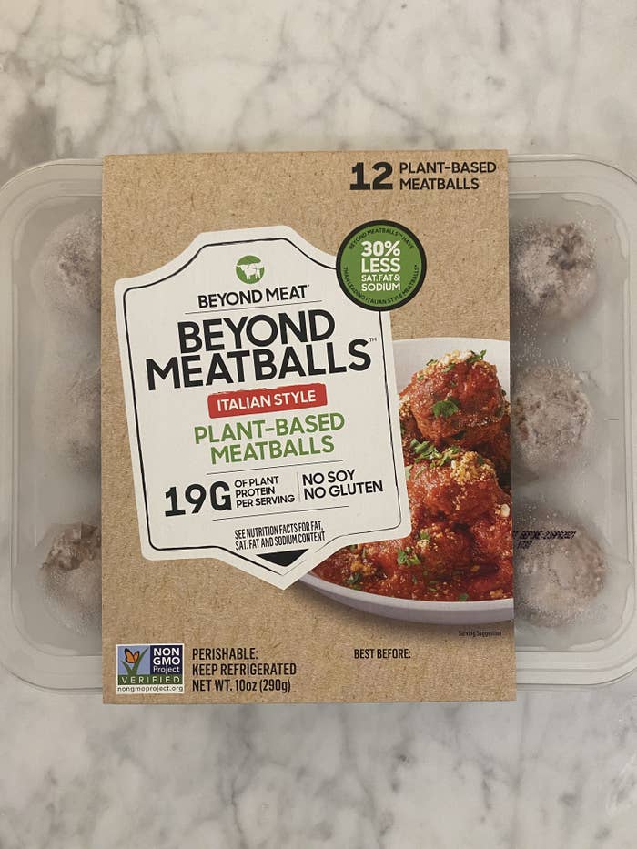 A package of Beyond Meat meatballs.