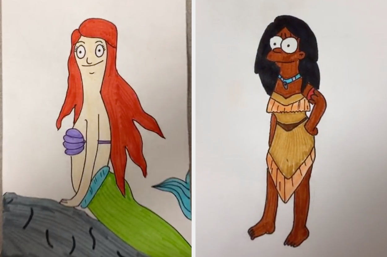 This Woman Draws Disney Princesses As Cartoon Characters