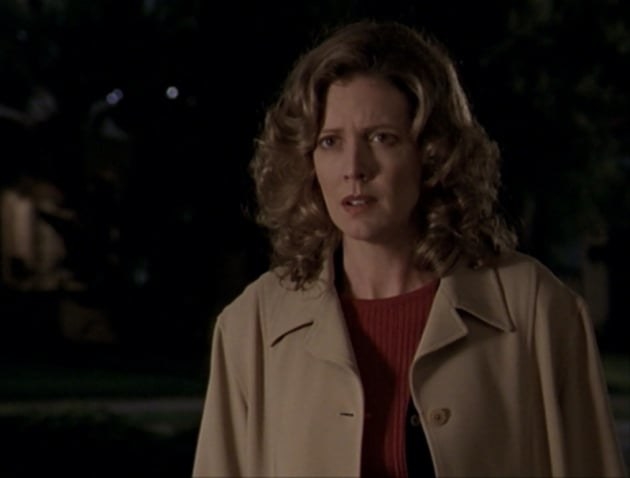 Joyce looking bewildered at something offscreen on &quot;Buffy the Vampire Slayer.&quot; 