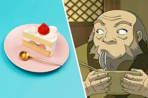 Iroh staring longingly at a piece of cake