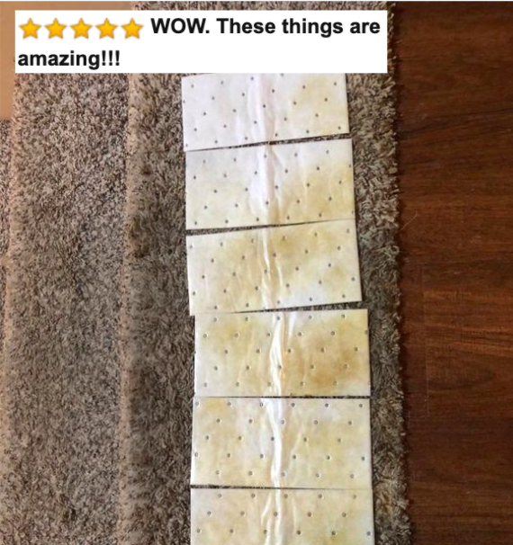 Reviewer&#x27;s picture of sheets removing pee stains with caption &quot;wow these things are amazing&quot;