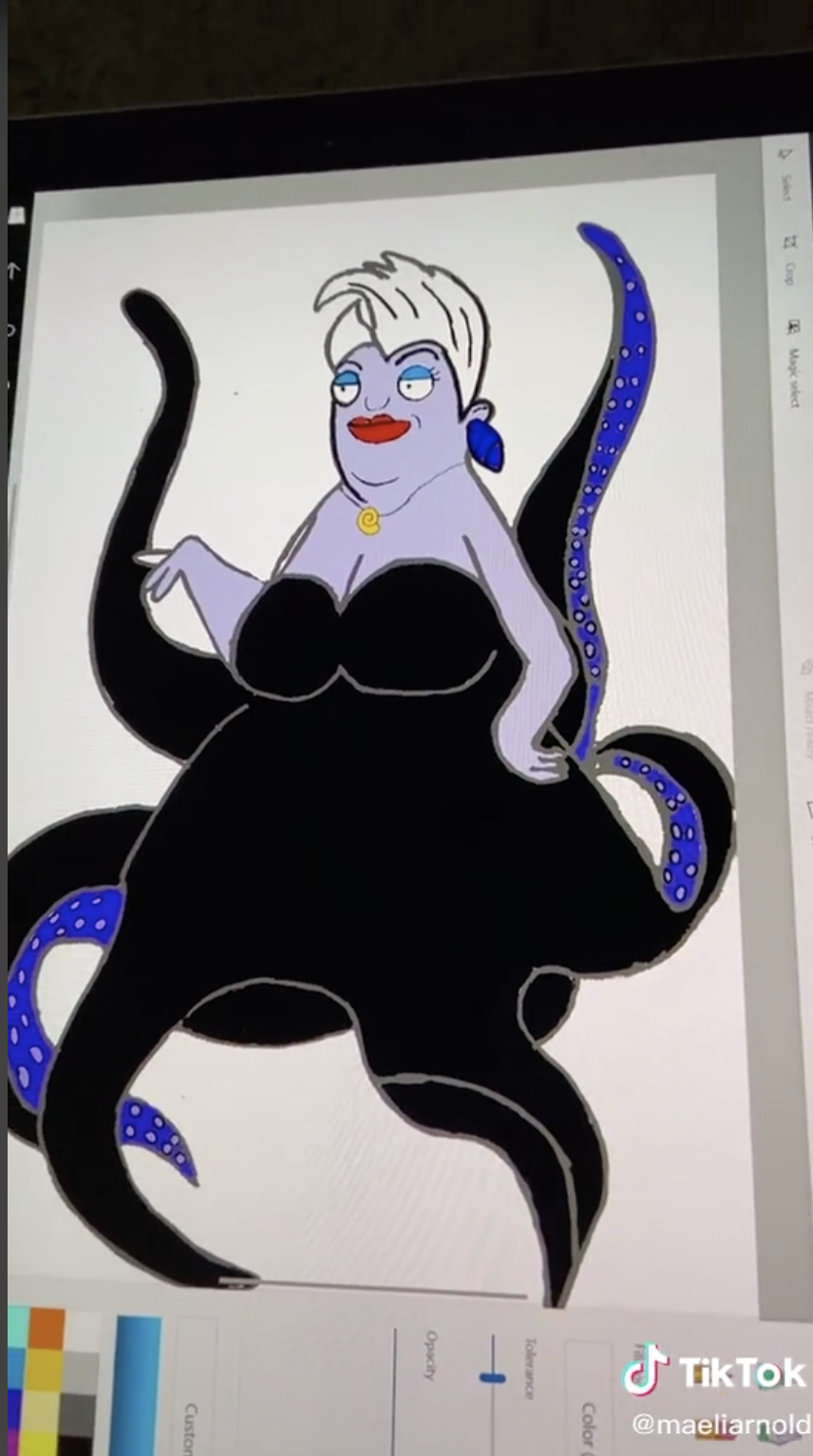 Gene Belcher as Ursula drawing.