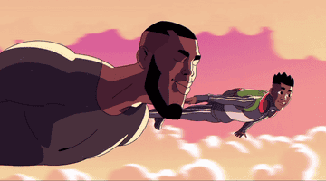 animation of stormzy flying through the clouds