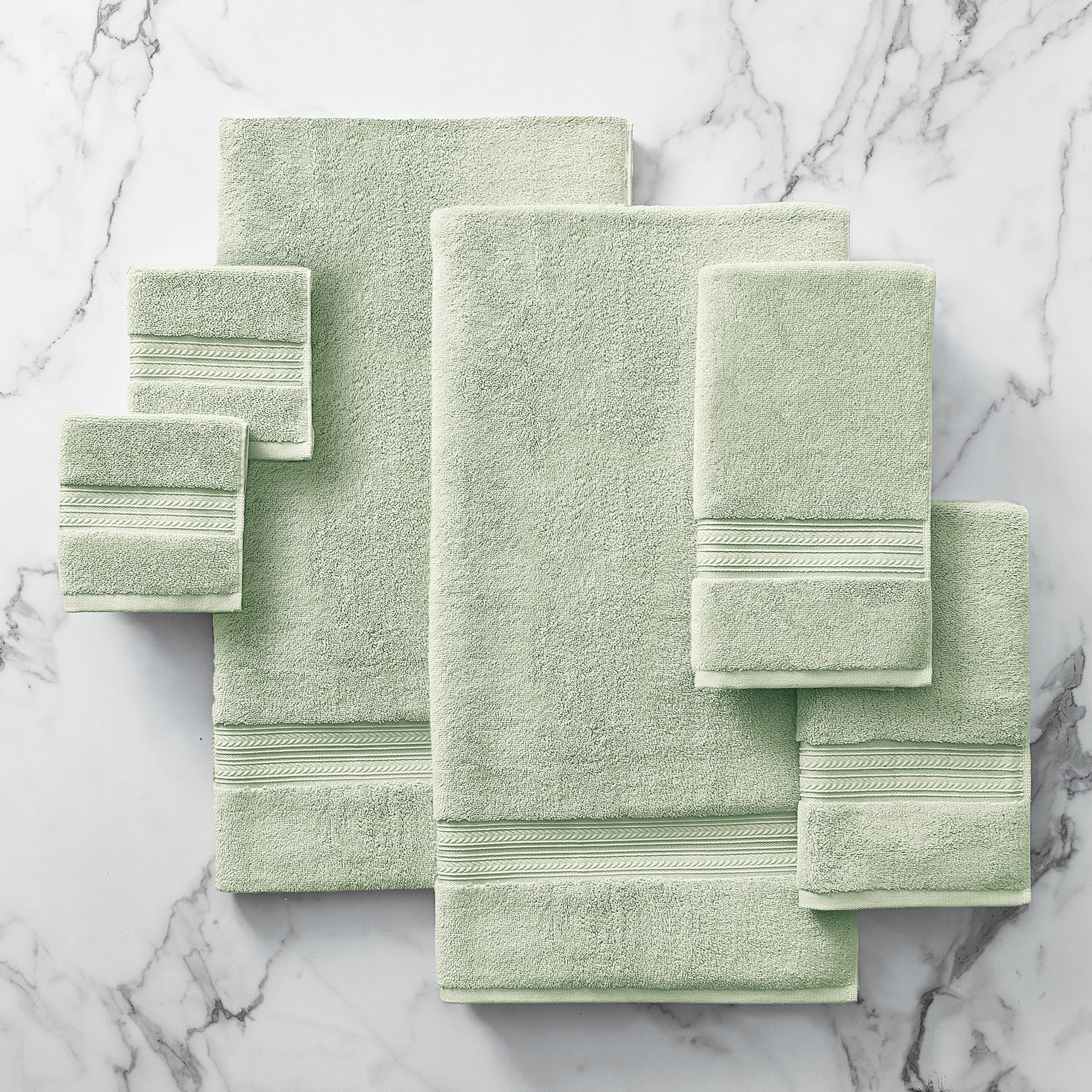 The bath towel featured beside several other towels of differing sizes