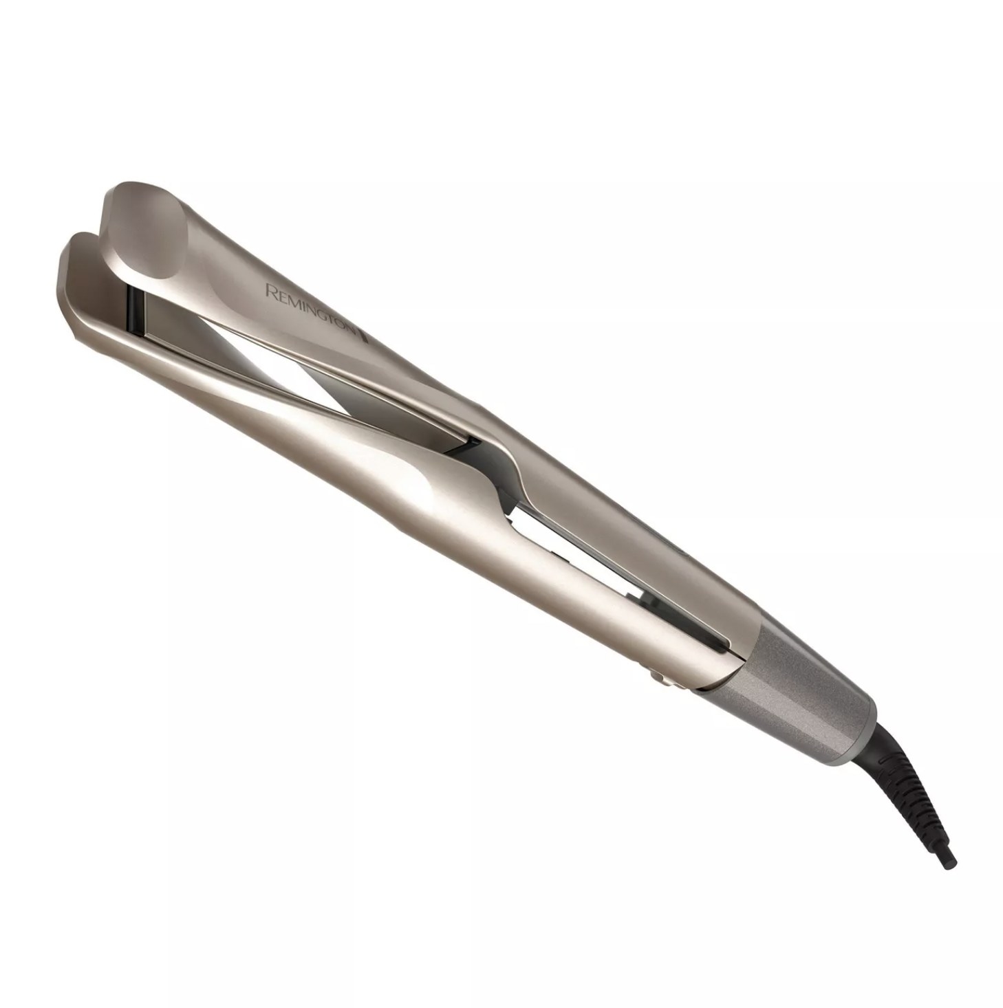 A silver ceramic curler and straightener in one
