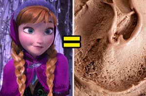 Anna on the left and some creamy chocolate ice cream on the right