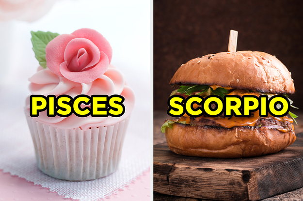 On the left, a cupcake with a fondant rose labeled