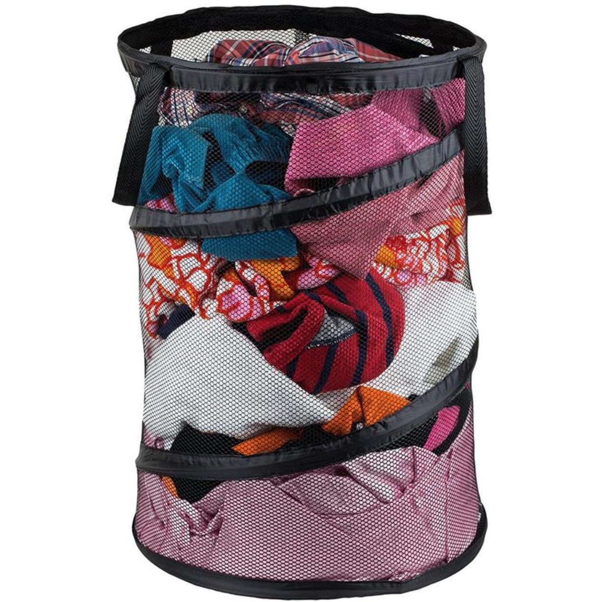 The laundry hamper holding dirty clothes