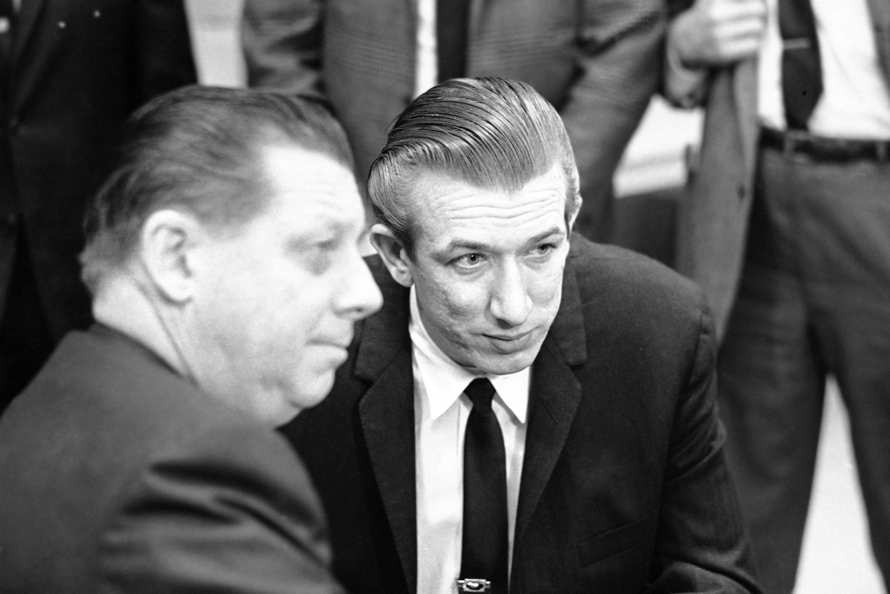 Black-and-white photo of Richard Speck in court.