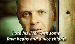 Hannibal telling Clarice he ate a census worker&#x27;s liver with fava beans and a chianti in Silence of the Lambs
