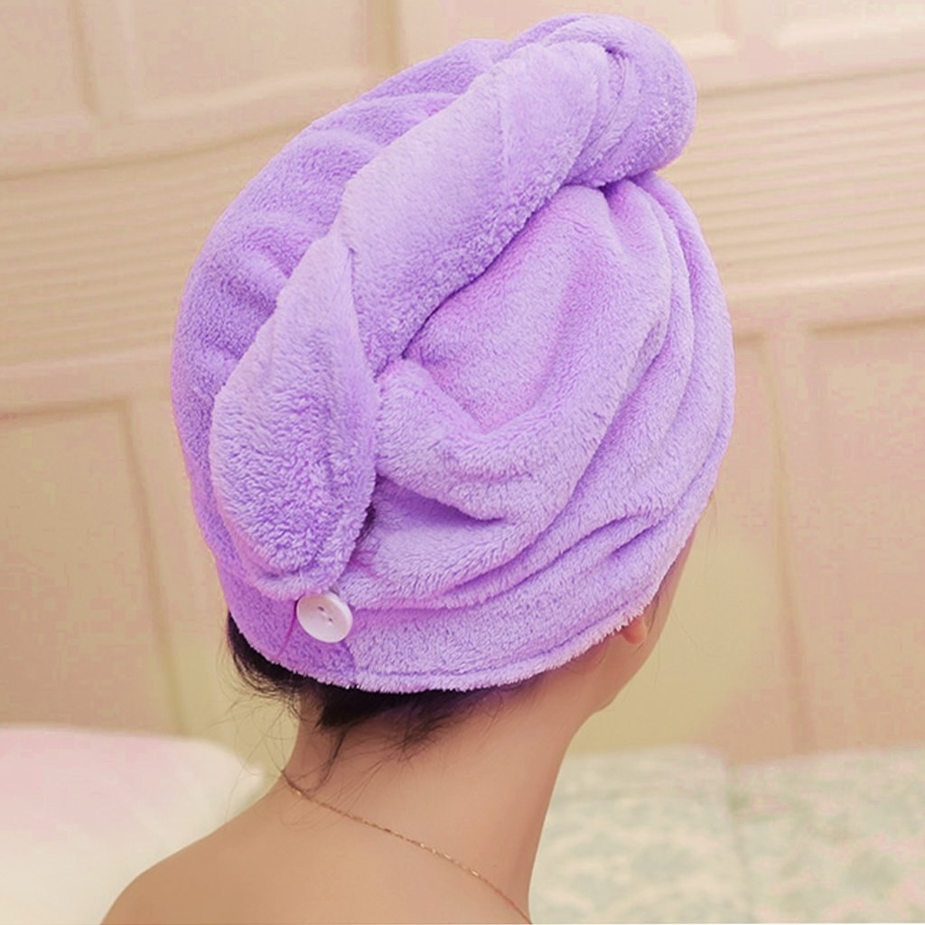 A light purple hair wrap on the back of a head