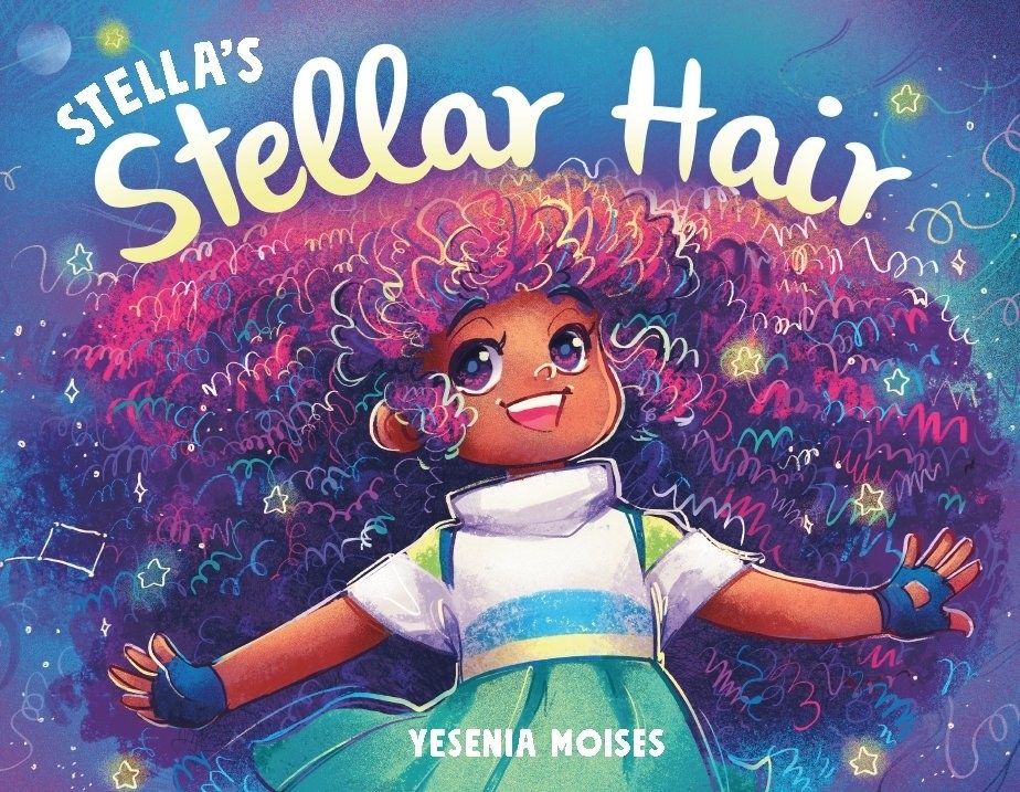 The book cover features Stella with big curly hair and covered in starlight