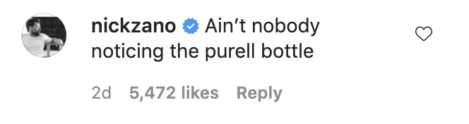 A comment that reads, &quot;Ain&#x27;t nobody noticing the Purell bottle&quot;