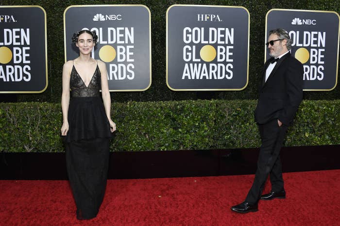 Rooney Mara and Joaquin Phoenix arrive to the 77th Annual Golden Globe Awards