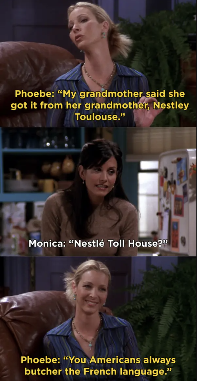 Phoebe talking to Monica about her grandmother&#x27;s cookie recipe