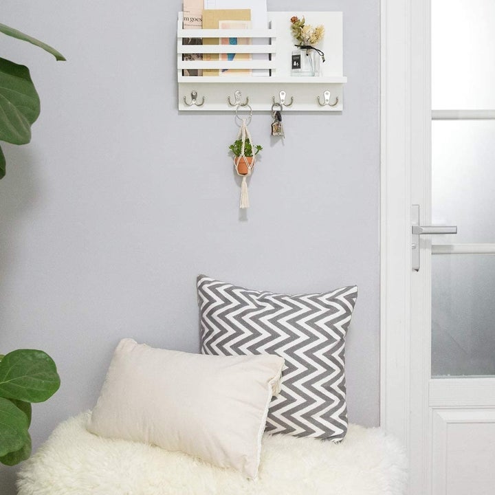 The product hanging on a wall