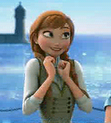 A cartoon of Anna from Disney&#x27;s &quot;Frozen&quot; doing a celebration dance