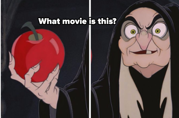 evil queen as old hag holding apple