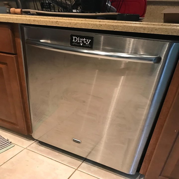 Before: a reviewer's dishwasher with streaks and finger prints from regular use