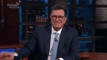 Stephen Colbert uses his fingers to indicate a tiny size