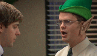 A gif of Dwight from the show The Office putting a teapot up his nose.
