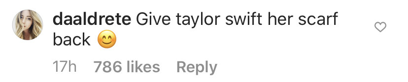 Screenshot on an Instagram comment