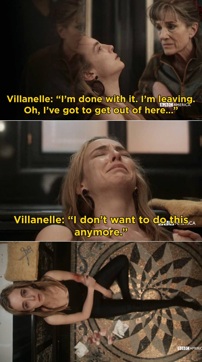 Villanelle crying and saying she doesn&#x27;t want to do this anymore